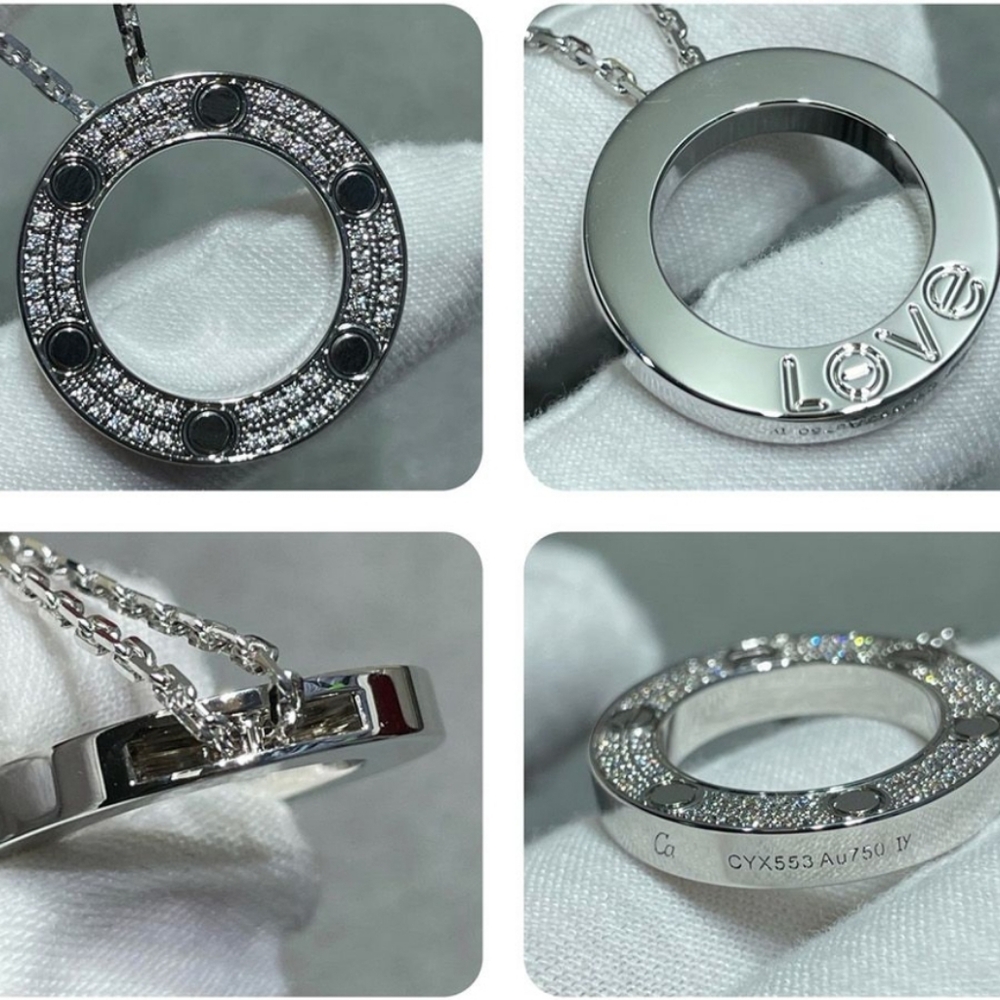 18K WHITE GOLD & TITANIUM STEEL NAIL SCREW NECKLACE LOVE ❤️